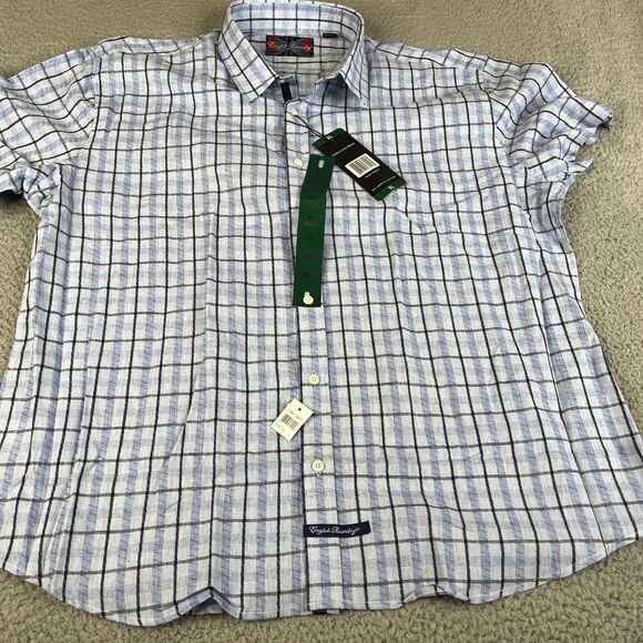 Lot of 2 English Laundry Shirt Mens XL Blue Gray Linen Cotton Blend Button - Picture 2 of 16